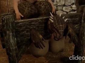 Lizard mama being punished for being so sexy