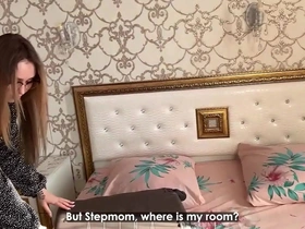 Stepson: -don't lie, swallow sperm!. fucks stepmom in a hotel during a family trip to relatives and cums in her mouth