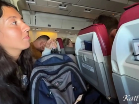 Risky extreme public blowjob on plane